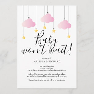 Carte d'annulation de Baby Shower Fille Rose Sprin