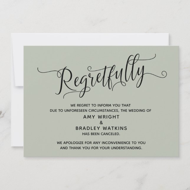 Carte d'annulation de mariage de Sage Élégant avec (Devant)