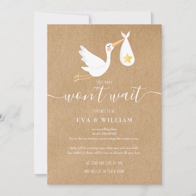 Carte d'annulation Rustique Baby shower Sprinkle (Devant)