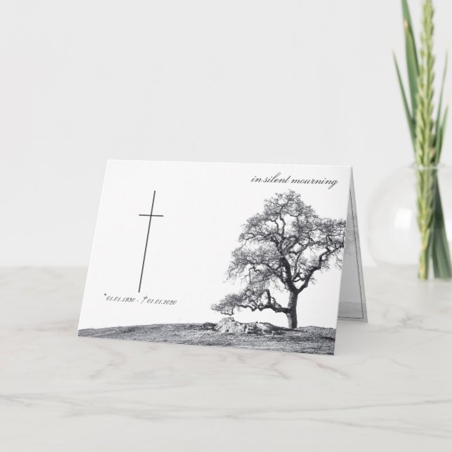 Carte Dans le deuil silencieux - arbre sur pré (Devant)