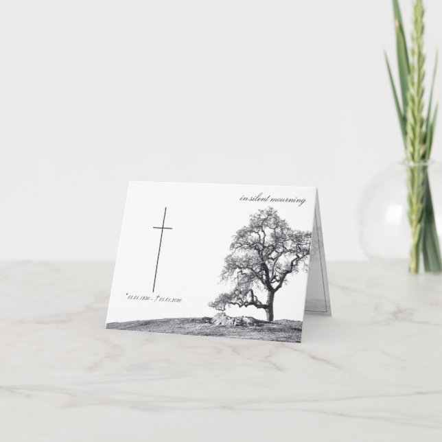 Carte Dans le deuil silencieux - arbre sur pré (Devant)