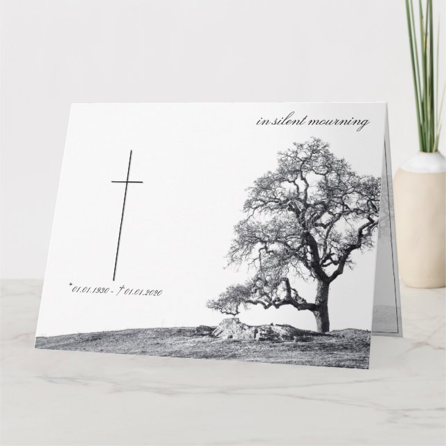Carte Dans le deuil silencieux - arbre sur pré (Devant)