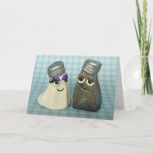 Carte Dans Love Salt and Pepper Shakers Greeting Card (Devant)