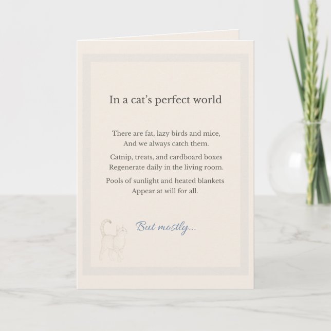 Carte Dans un monde parfait, chat, fête des pères, chat  (Devant)