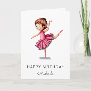 Carte Danse Ballerina Pink Tutu Girl Anniversaire
