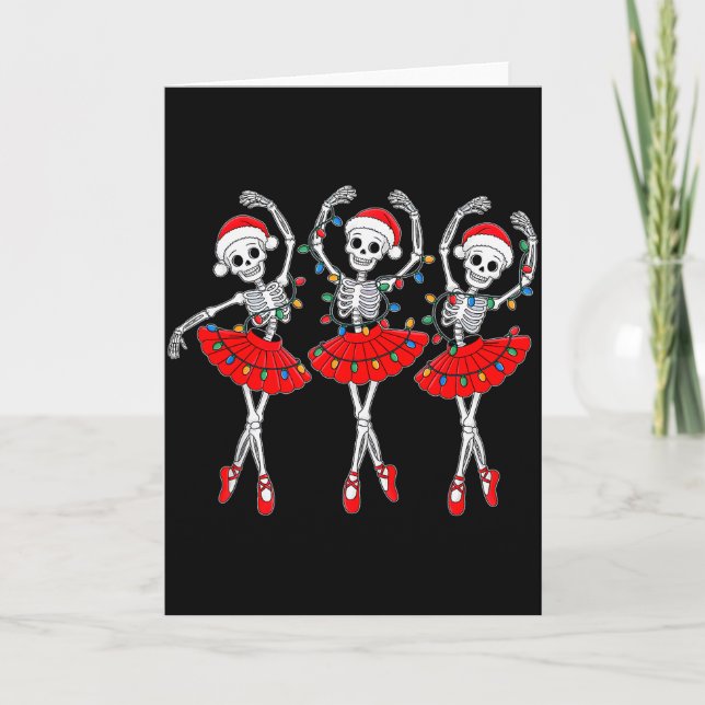 Carte Danse de ballet de ballerine squelette Noël femmes (Devant)