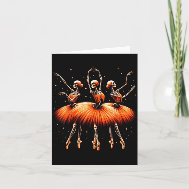Carte Danse de squelette de ballerine effrayante Hallowe (Devant)