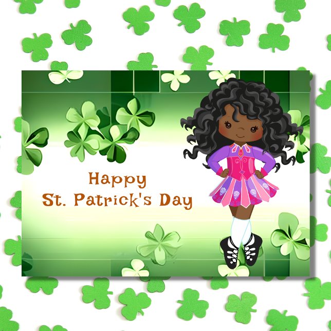 Carte Danse Irlandaise Saint-Patrick Vert Shamrocks (Créateur téléchargé)
