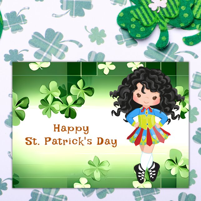 Carte Danse Irlandaise Saint-Patrick Vert Shamrocks (Créateur téléchargé)