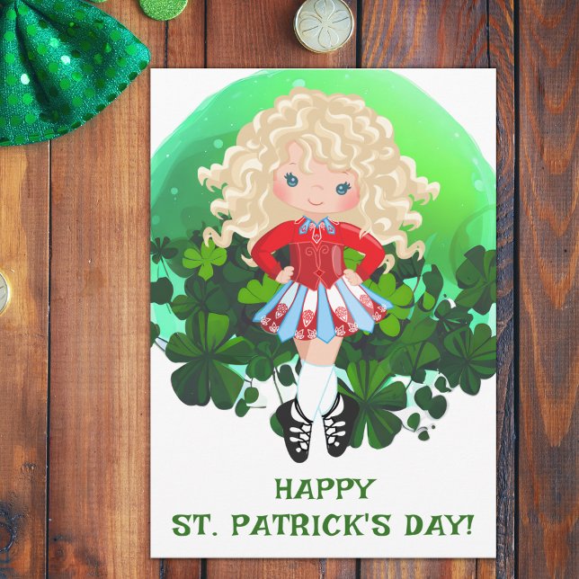 Carte Danse Irlandaise Saint-Patrick Vert Shamrocks (Créateur téléchargé)