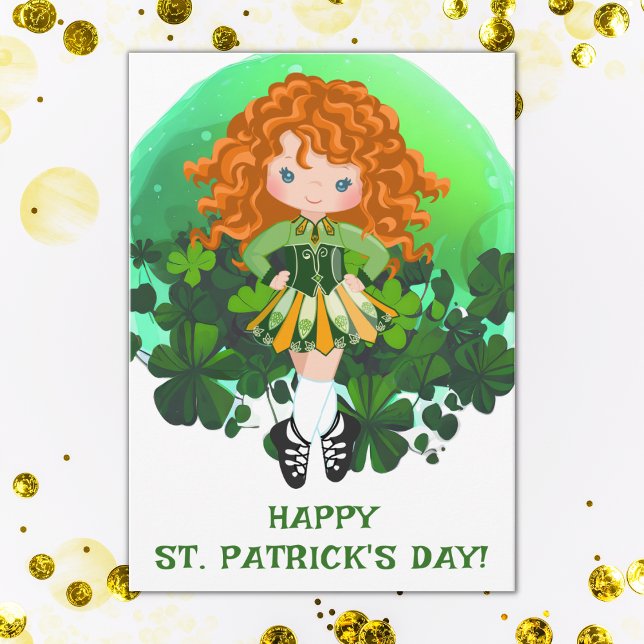 Carte Danse Irlandaise Saint-Patrick Vert Shamrocks (Créateur téléchargé)