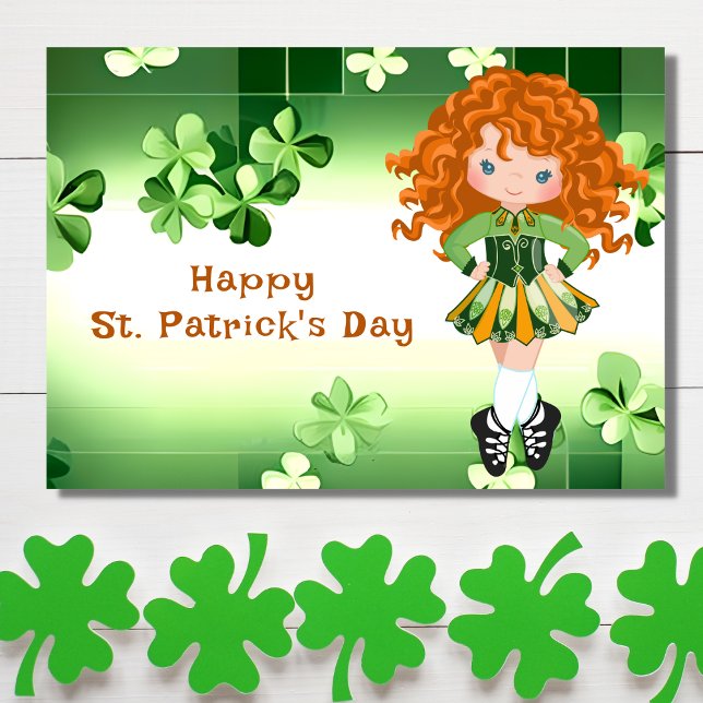 Carte Danse Irlandaise Saint-Patrick Vert Shamrocks (Créateur téléchargé)