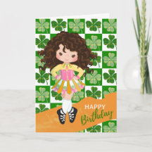 Danse irlandaise shamrock Brunette Fille Anniversa