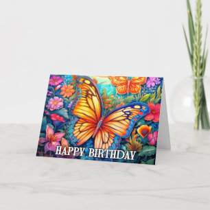 Carte Danse Printemps Papillon Art Joyeux Anniversaire