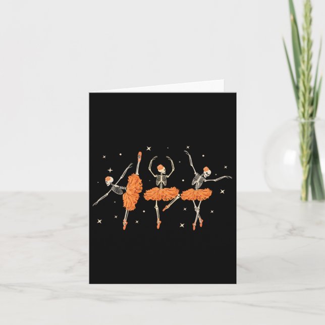 Carte Danse Skeleton Ballerina Ballet Danse Halloween (Devant)