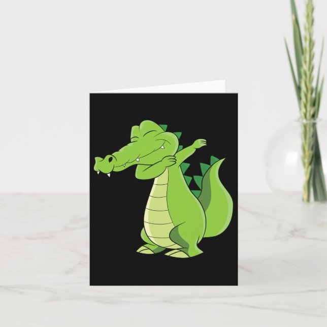 Carte Danser Alligator Cadeau Drôle Dabbing Alligator (Devant)