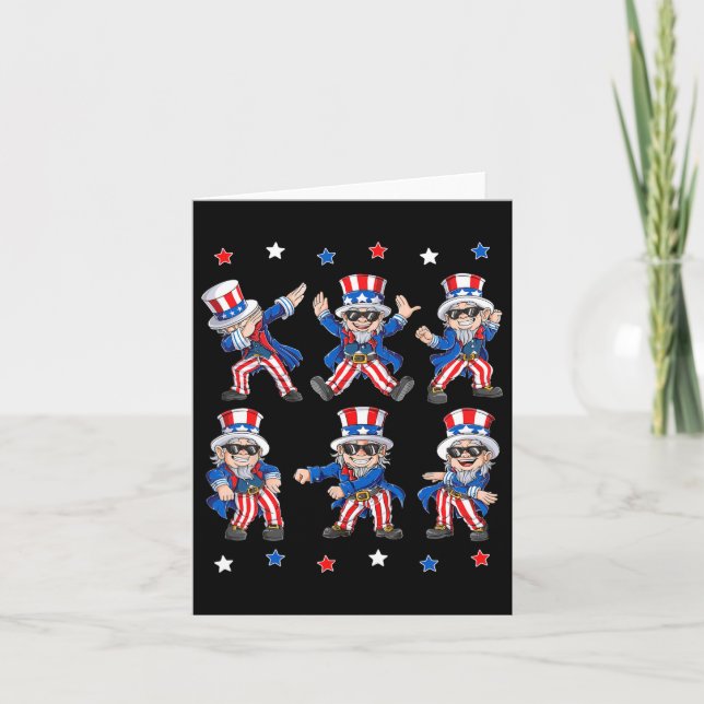 Carte Danser Dabbing Oncle Sam 4 juillet Garçons Filles  (Devant)