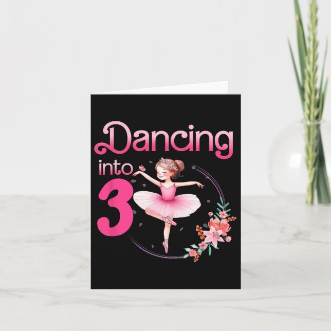 Carte Danser dans 3 Ballerina 3e Anniversaire Ballet (Devant)