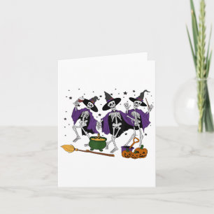 Carte Danser drôle Squelette Sorcière Halloween Vin Sorc