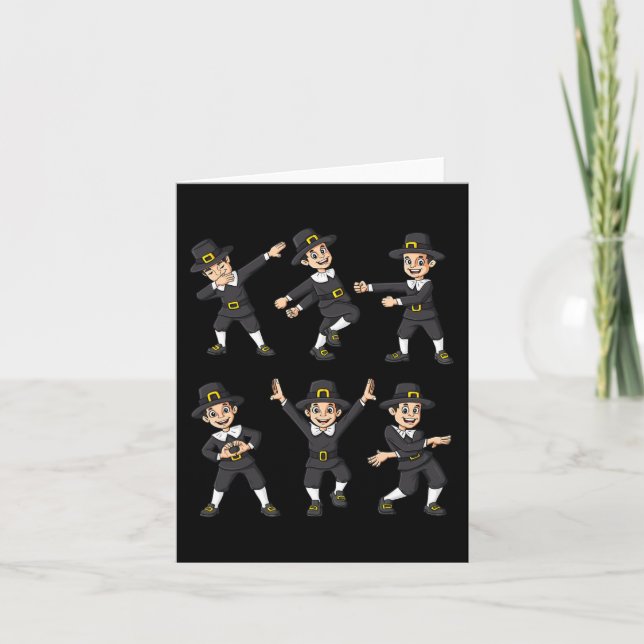 Carte Danser Pèlerin Thanksgiving Day Boys Girls Kid (Devant)
