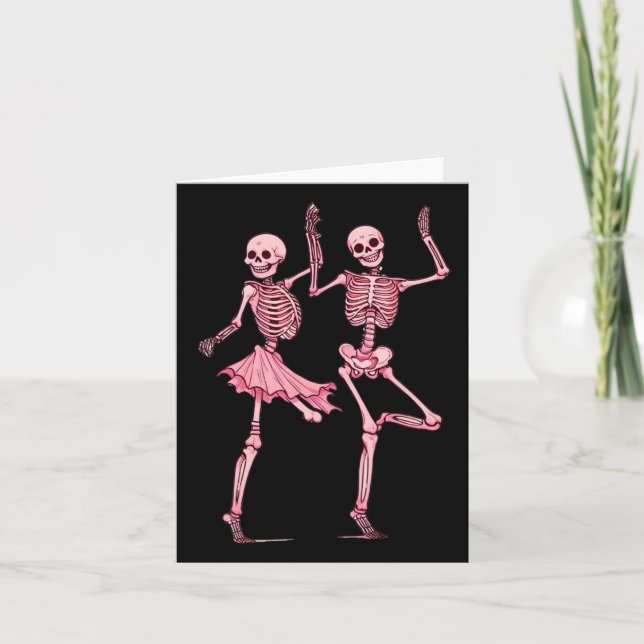 Carte Danser Rose Skeletons Danse Jour De La Mort Hallow (Devant)