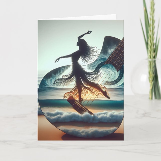 Carte Danseur D'Anniversaire En Vague Guitare (Devant)