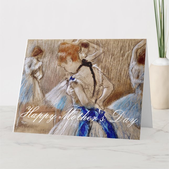 Carte Danseuse de Degas avec ruban bleu  (Devant)