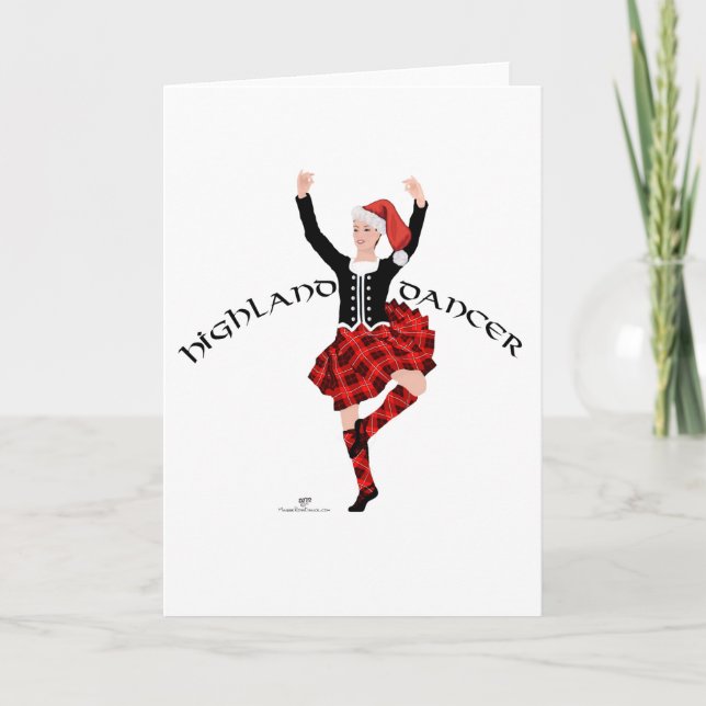 Carte Danseuse écossaise des Highlands à Noël (Devant)