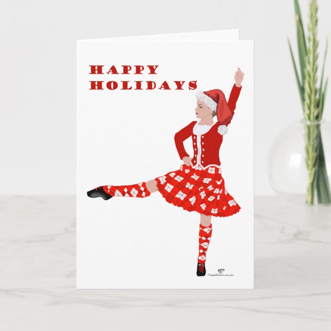 Carte Danseuse écossaise des Highlands à Noël (Devant)