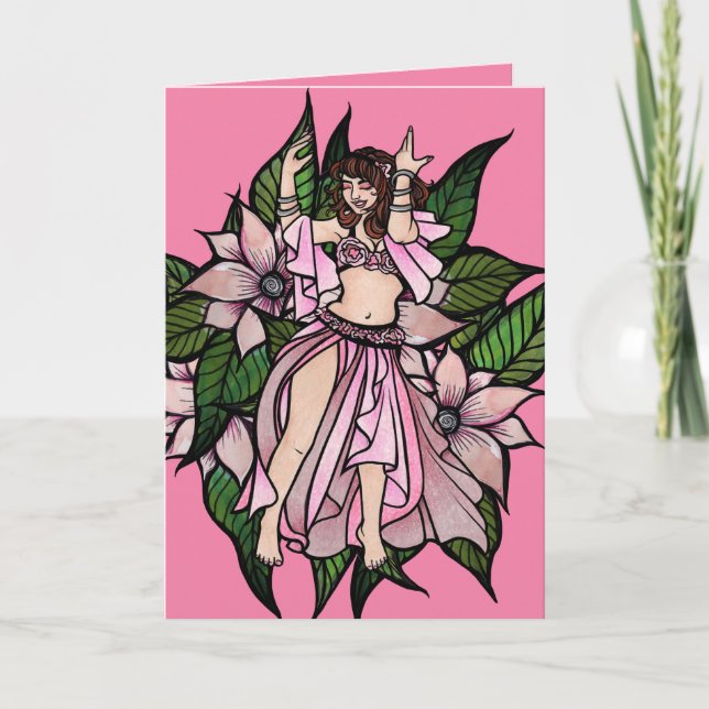Carte Danseuse orientale rose Shimmy                     (Devant)
