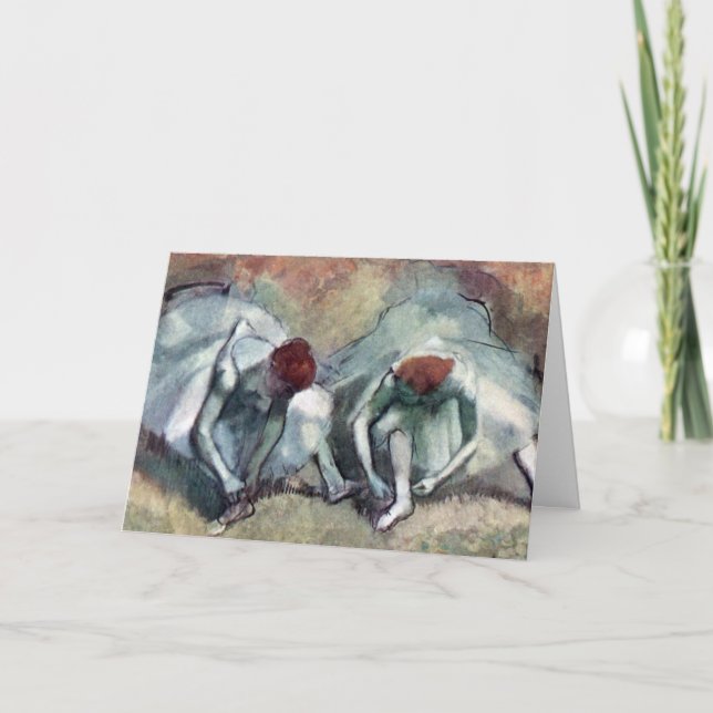 Carte Danseuses Lacant leurs Chaussures par Edgar Degas (Devant)