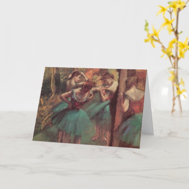 Carte Danseuses, rose et vert par Edgar Degas (Fleur jaune)