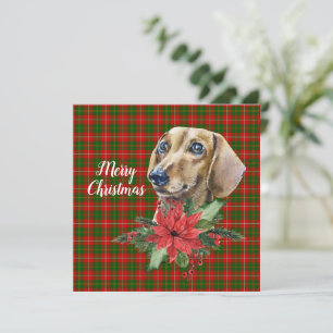Carte d'appartement de Noël Dachshund Dog Aquarell