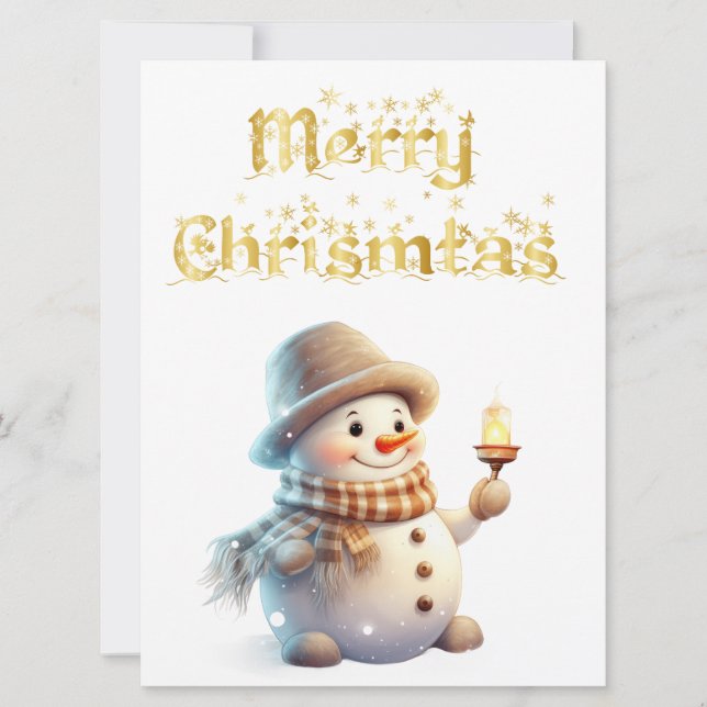 Carte d'appartement de Noël Snowman de luxe (Devant)