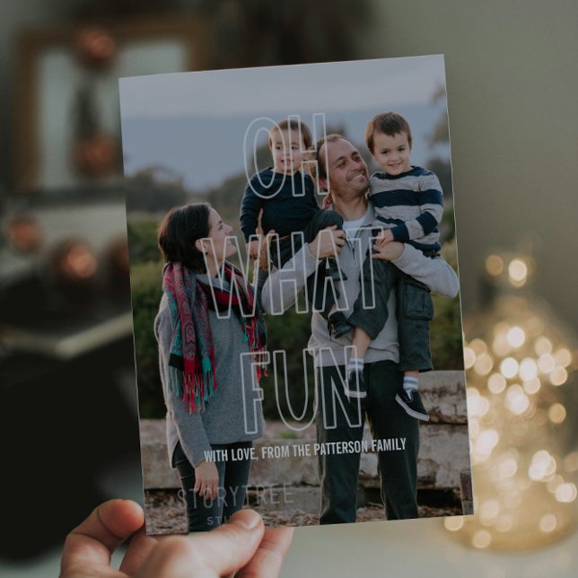 Carte d'appartement tendance Oh What Fun Overlay (Trendy Oh What Fun Holiday Photo Card)