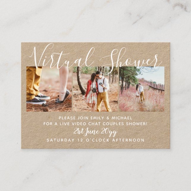 Carte D'appel 100  Virtual Shower PHOTO Wedding Live Chat Budget (Devant)