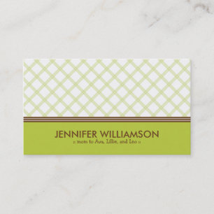 Carte d'appel à la mode Lime Green Plaid Maman Ca