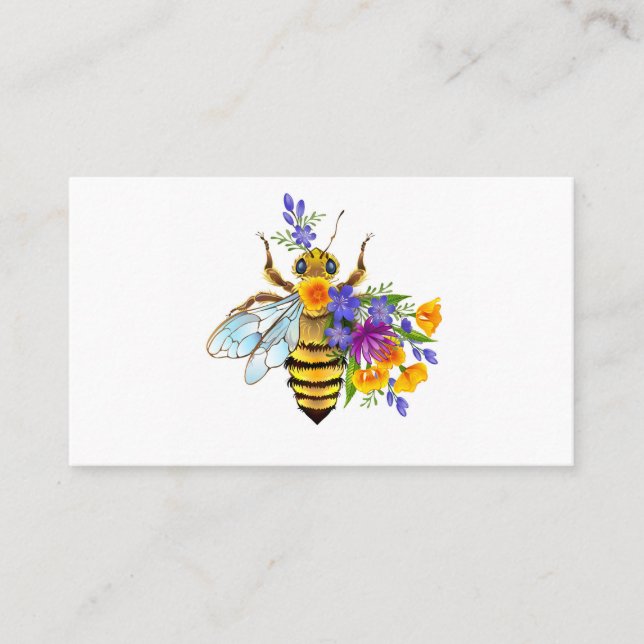Carte D'appel Abeille à fleurs avec plantes sauvages (Devant)