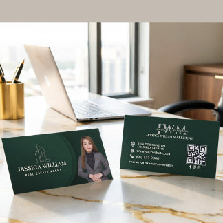Carte D'appel Agent immobilier spécialisé Photo Vert