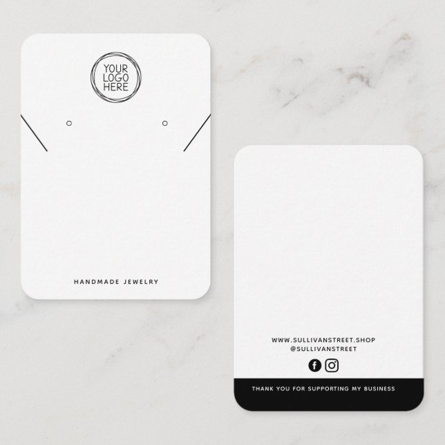Carte D'appel Ajouter Votre Logo Collier Boucles d'oreilles Cart (Devant / Derrière)