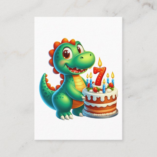 Carte D'appel Anniversaire de Dino 7 ans (Devant)