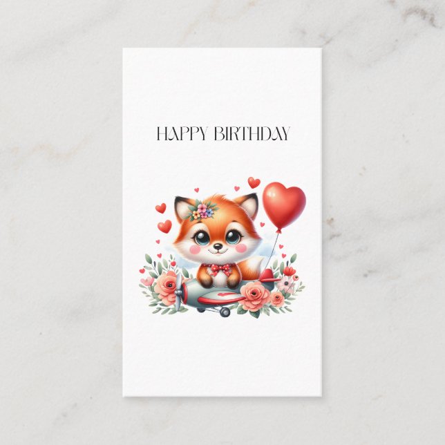 Carte D'appel Anniversaire de pilote de renard mignon (Devant)