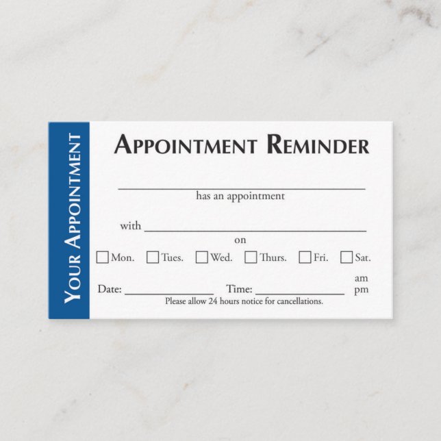 Carte D'appel Appointment Reminder Cards - Dark Blue (Devant)