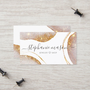 Carte D'appel Aquarelle Abstraite Parties scintillant or blanc