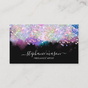 Carte D'appel Aquarelle fille Parties scintillant holographique 