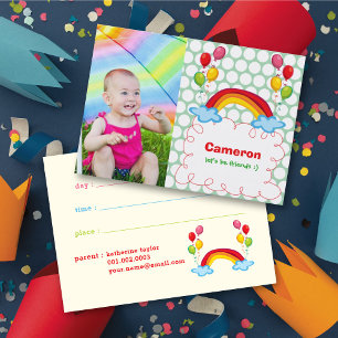 Carte D'appel Arc-en-Ciel Et Ballons Colorés Enfants Photo Rende
