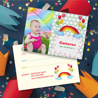 Carte D'appel Arc-en-Ciel Et Ballons Colorés Enfants Photo Rende