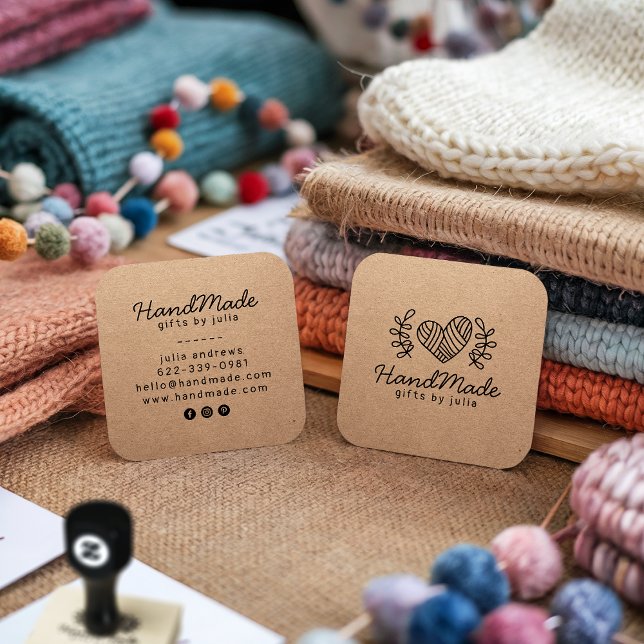 Carte D'appel Artisanat artisanal moderne papier kraft brun rust (Handmade crafts modern brown kraft paper rustic)