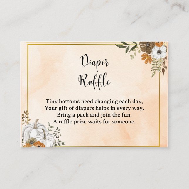 Carte D'appel Autumn Pumpkin Diaper Raffle Card – Fall (Devant)