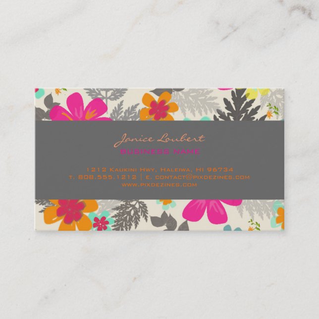 Carte d'appel aux fleurs tropicales rétro (Devant)